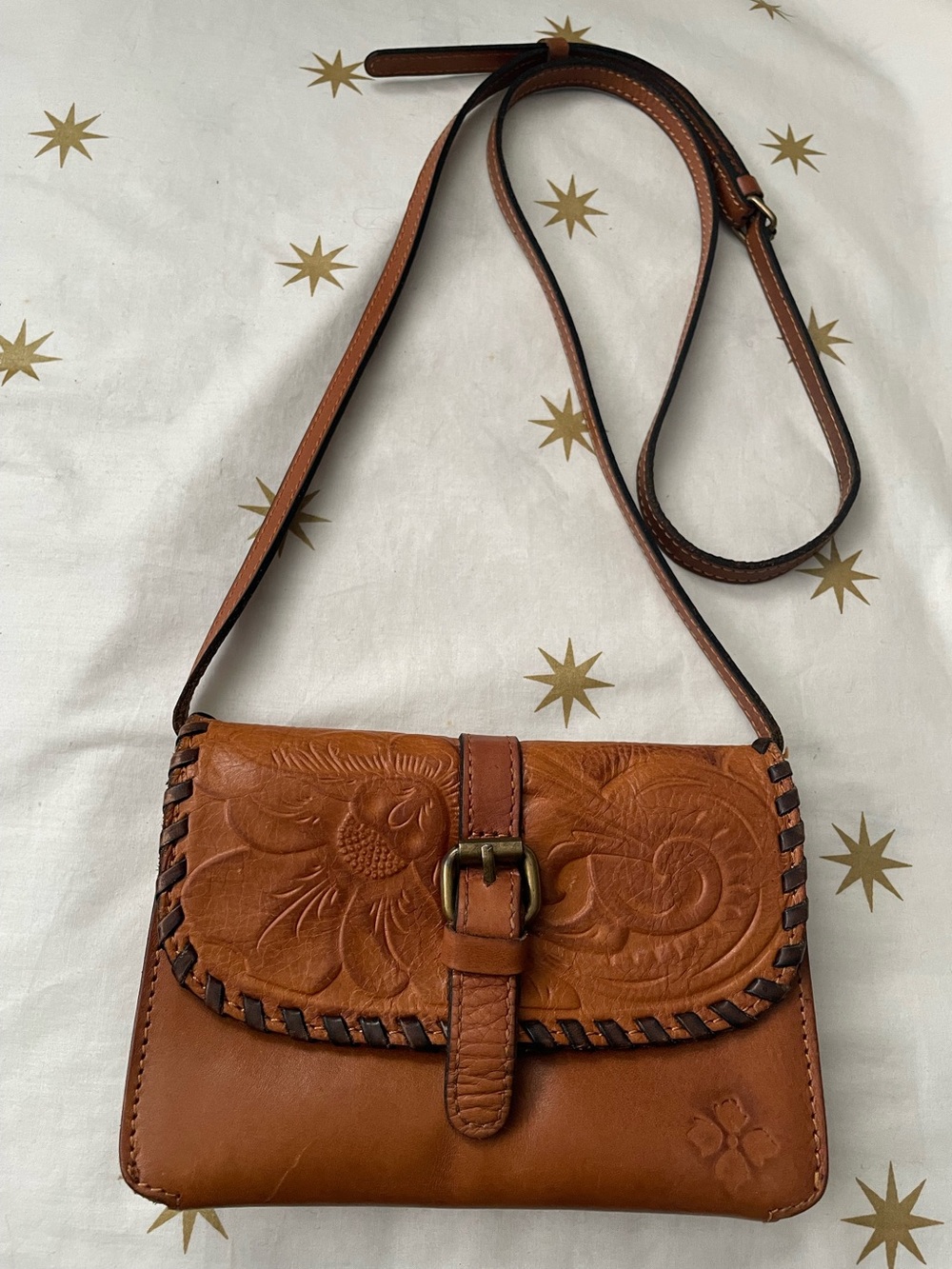 Patricia Nash Tan Leather Crossbody Bag